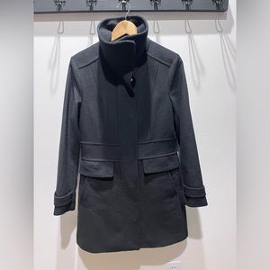 Cole Haan Mock Neck Black Pea Coat